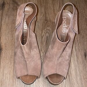 Pedro Garcia Spain Tan Suede Sandal Heel Sling Back shoes size - 40